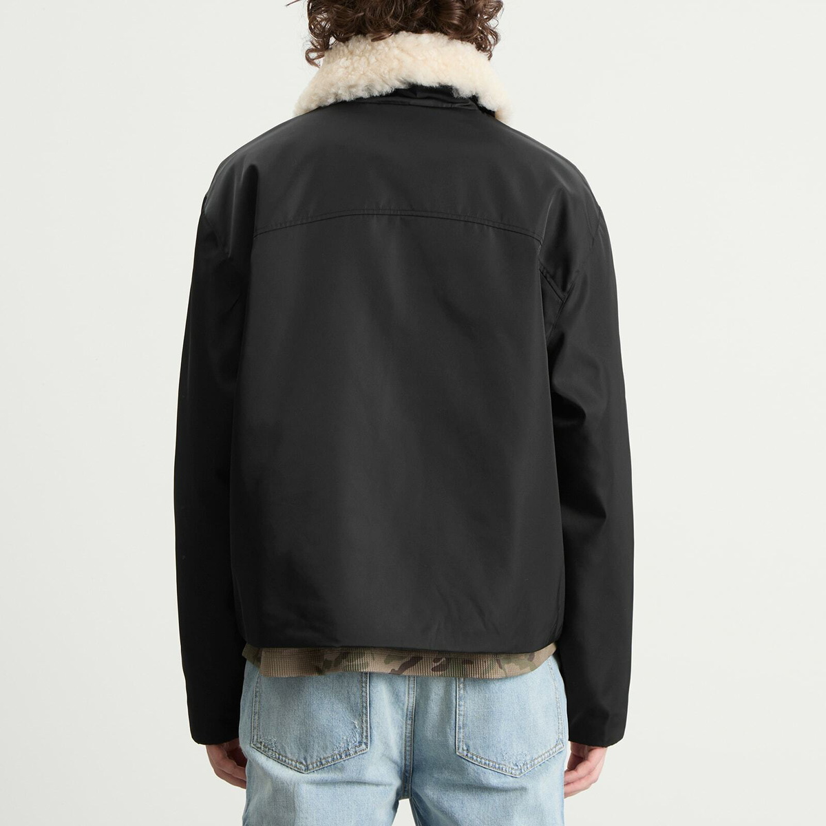 Cole Buxton Men's High Pile Collar Cargo Jacket in Black