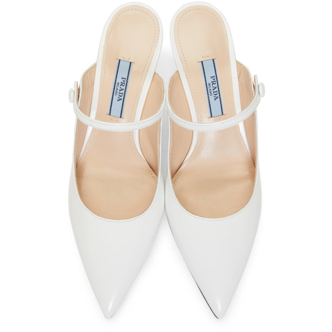 Prada White Leather Mules Prada