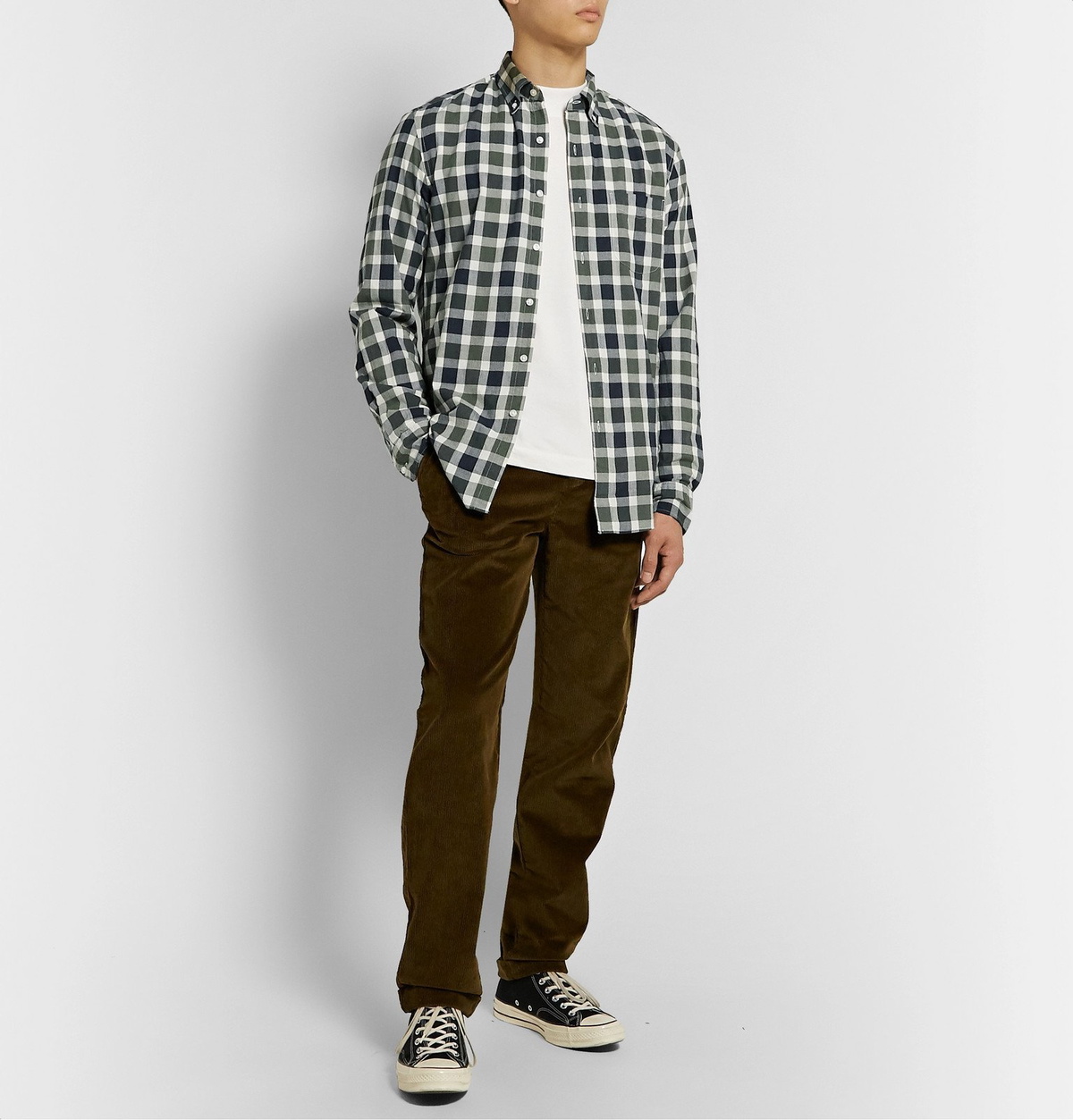 J.Crew - Secret Wash Button-Down Collar Gingham Stretch-Organic Cotton  Shirt - Green J.Crew