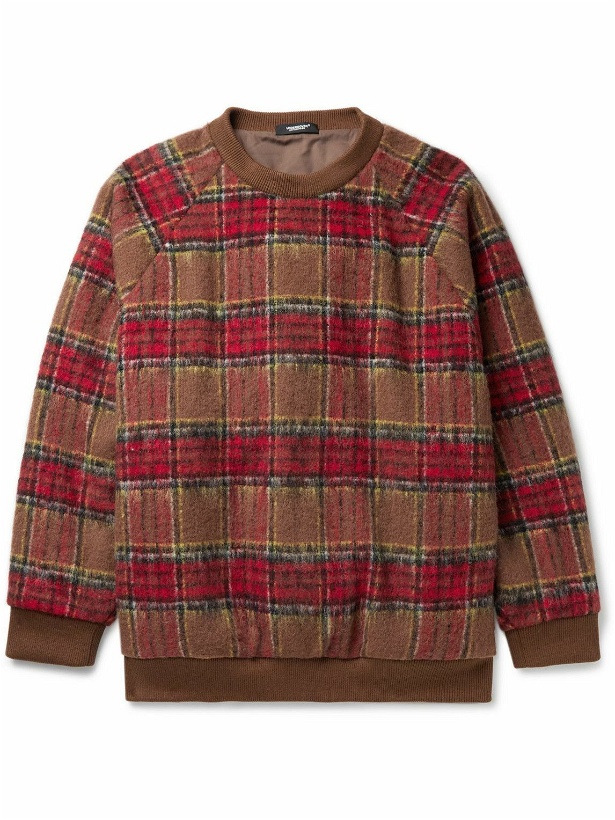 Photo: UNDERCOVER - Oversized Checked Brushed Wool-Blend Sweatshirt - Brown