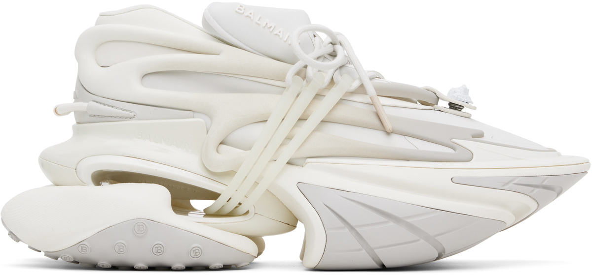 Balmain White Leather Unicorn Low-Top Sneakers Balmain