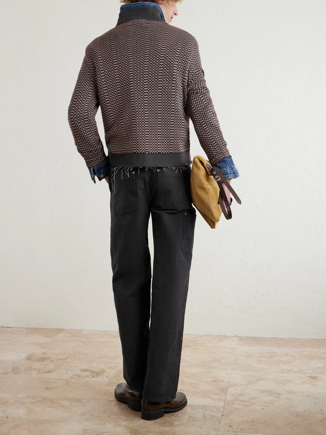 Enfants Riches Déprimés - Puke & Cry Intarsia Cotton Half-Zip Sweater - Brown