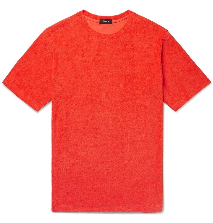 Photo: Theory - Structure Pima Cotton-Terry T-Shirt - Bright orange