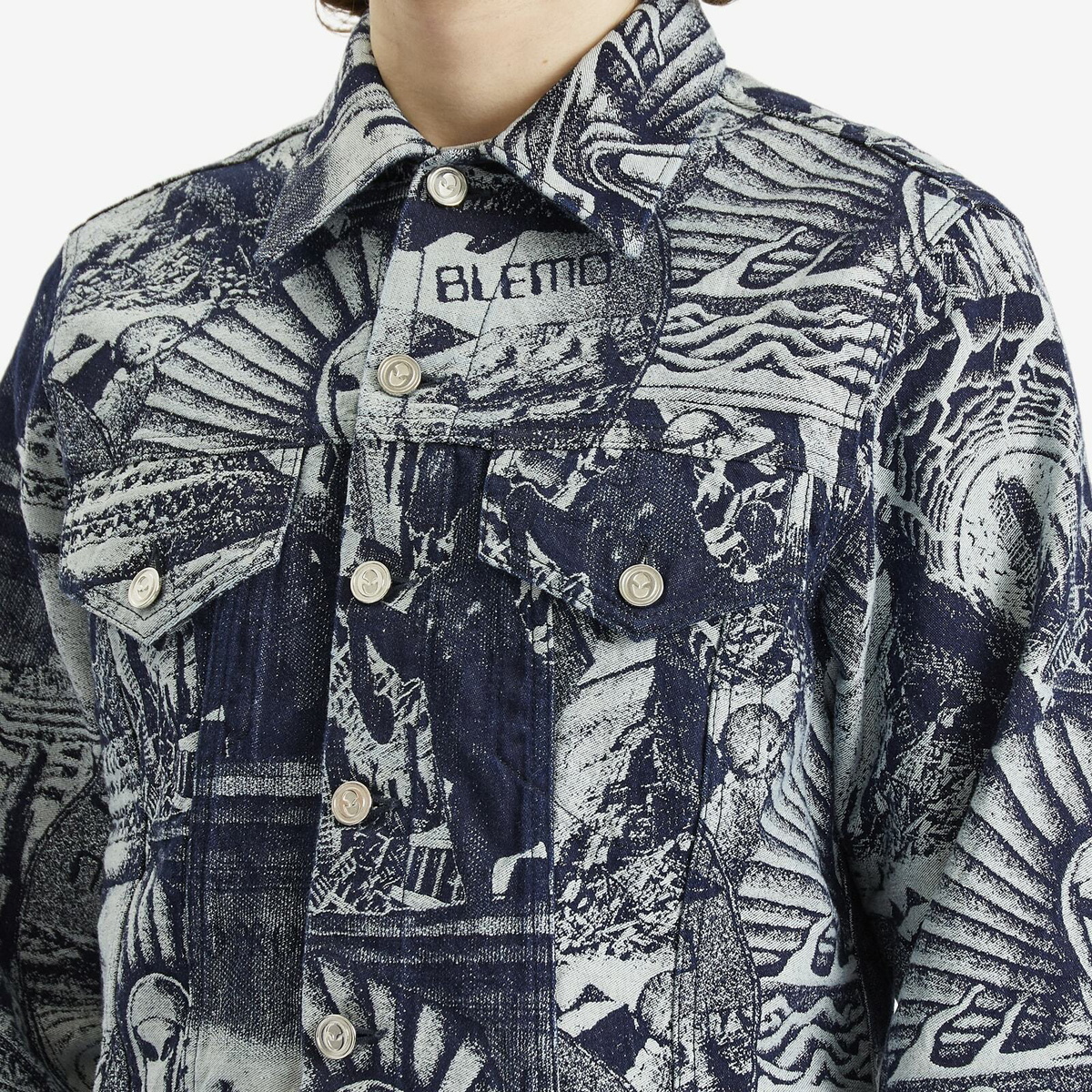 No Problemo Men's Apocalypse Jacquard Trucker Jacket in Blue