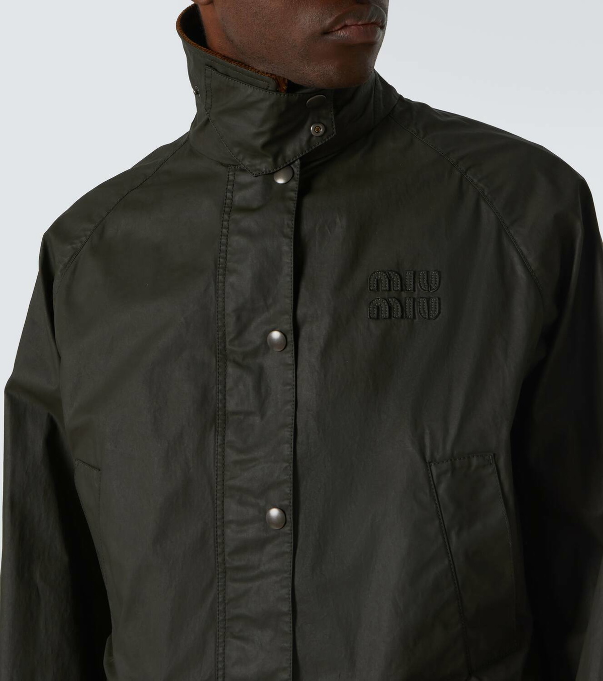 Miu Miu Corduroy-trimmed poplin field jacket Miu Miu