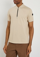 Moncler Half-zip Piqué Cotton Shirt Beige