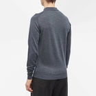 John Smedley Men's Belper Merino Knit Long Sleeve Polo Shirt in Charcoal