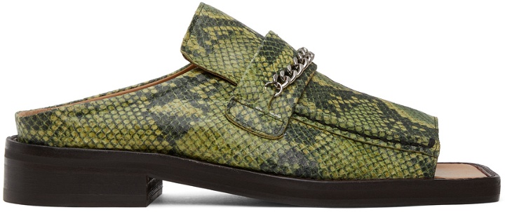 Photo: Martine Rose Green Snake Open Toe Loafers