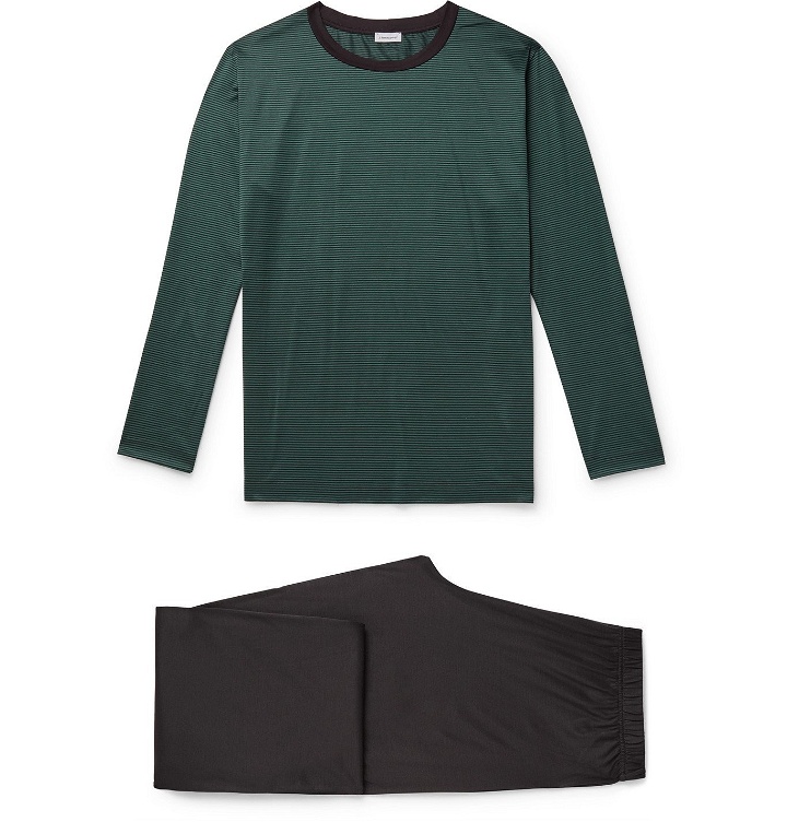 Photo: Zimmerli - Striped Cotton-Jersey Pyjama Set - Green