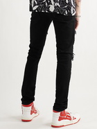 AMIRI - Thrasher Skinny-Fit Distressed Panelled Stretch-Denim Jeans - Black