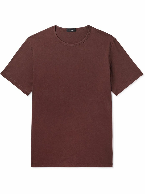Photo: Theory - Cotton-Jersey T-Shirt - Brown