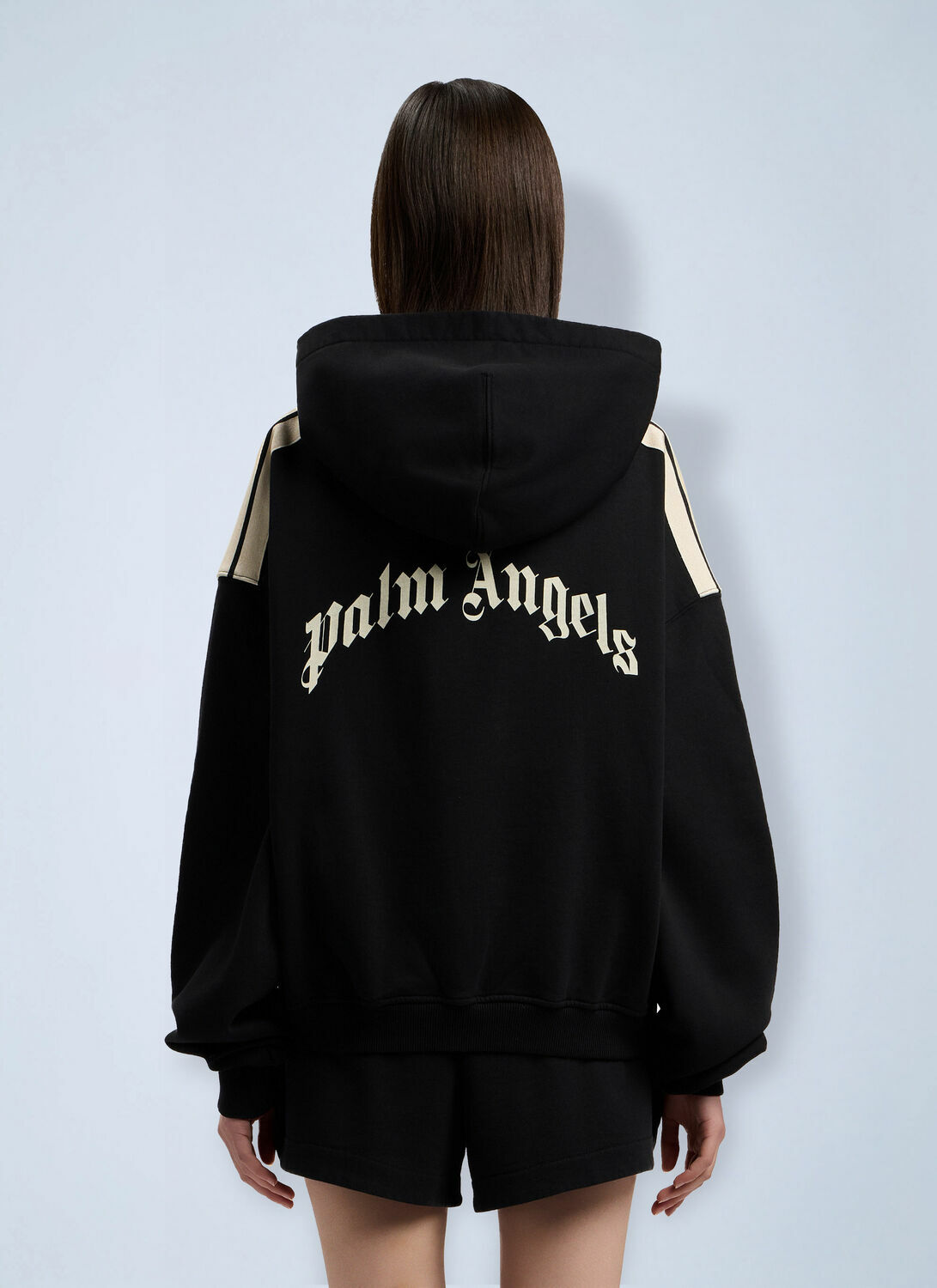Palm Angels Curved Logo Loose Crop Hoodie