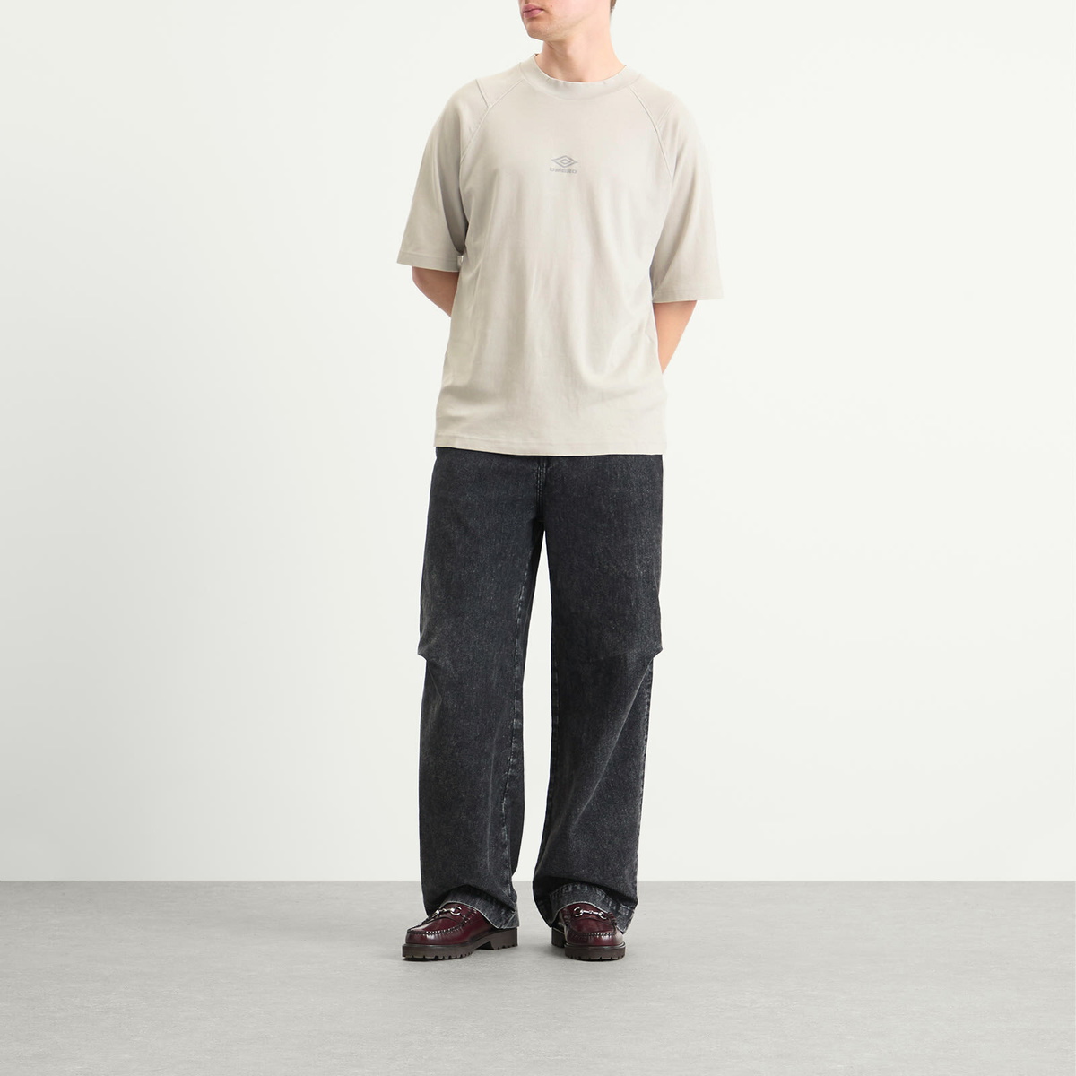 Umbro Men's Washed High Neck Boxy T-Shirt in Harbor Mist
