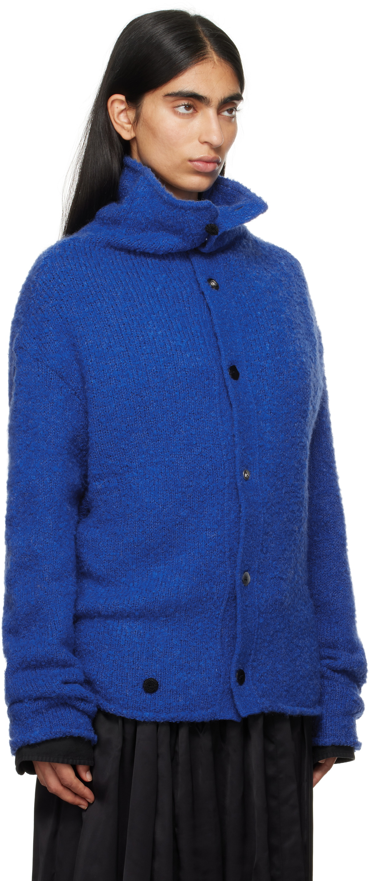 ADER error Blue Turtleneck Cardigan
