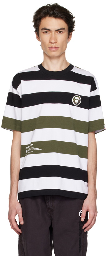 Photo: AAPE by A Bathing Ape White & Black Striped T-Shirt