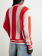 Liberal Youth Ministry - C.D. Guadalajara Striped Logo-Embroidered Wool-Blend Sweater - Red