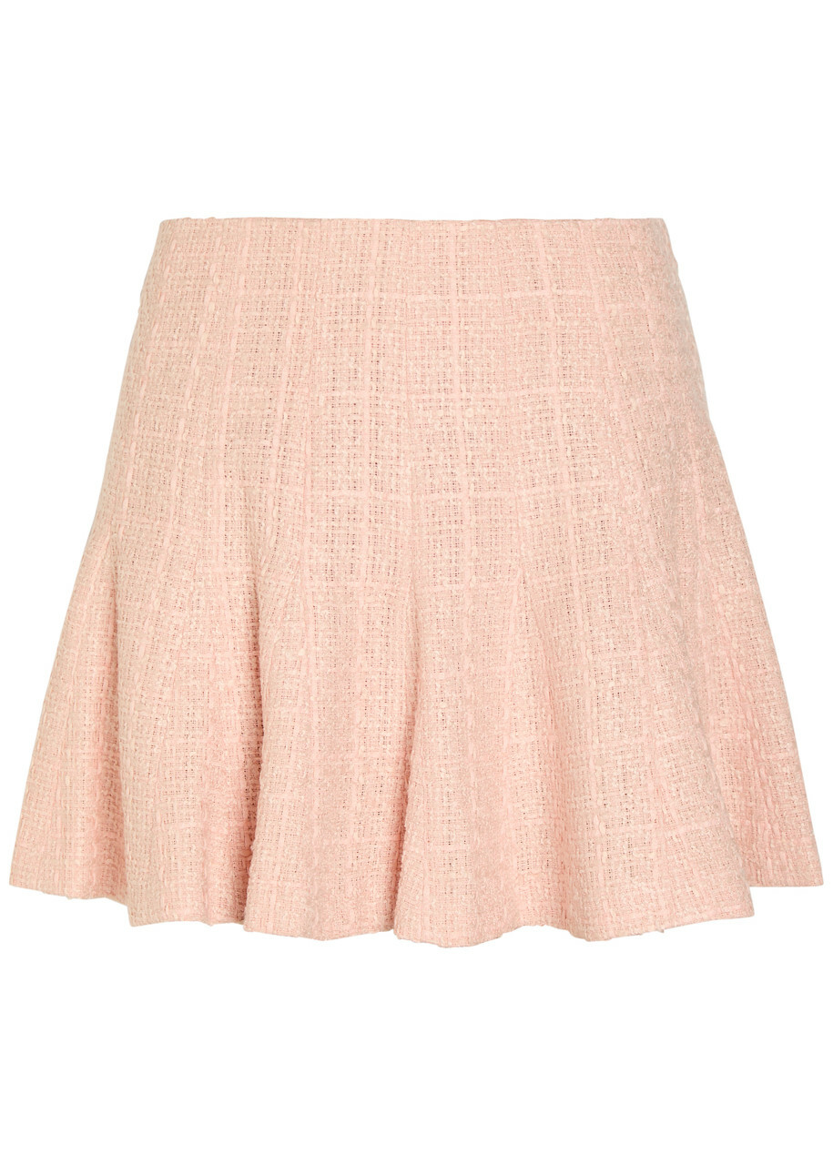 Alice + Olivia Zona Pleated Tweed Mini Skirt Light Pink
