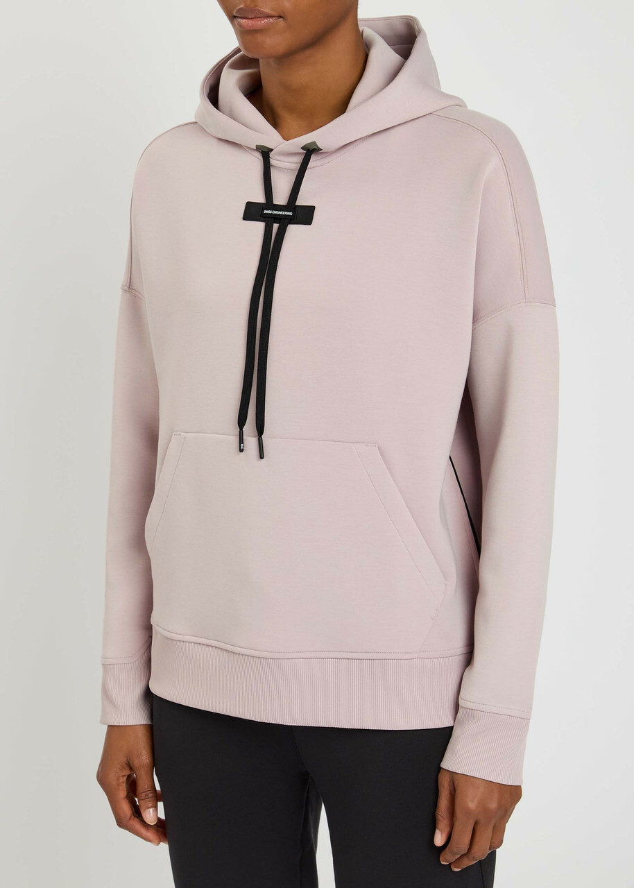 ON Logo Stretch-jersey Hooded Sweatshirt Mauve