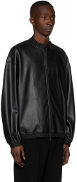 N.Hoolywood Black Faux-Leather Bomber Jacket