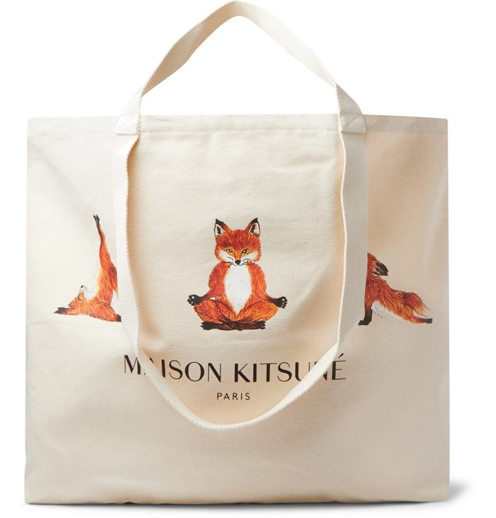 Photo: Maison Kitsuné - XXL Logo-Print Cotton-Canvas Tote Bag - Neutrals