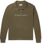 Pop Trading Company - Logo-Print Cotton-Jersey Half-Zip Sweatshirt - Green