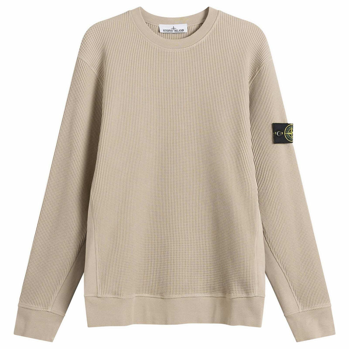 Stone Island Men's Waffle Crew Neck Sweatshirt in Desert Stone Island