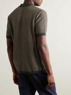 Mr P. - Crochet-Knit Cotton and Silk-Blend Polo Shirt - Green