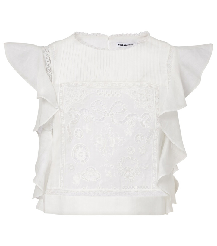 Photo: Self-Portrait Embroidered ruffled top
