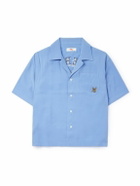 Cherry Los Angeles - Camp-Collar Embroidered Jersey Shirt - Blue