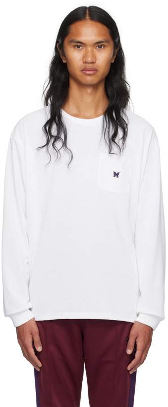 Photo: NEEDLES White Embroidered Long Sleeve T-Shirt