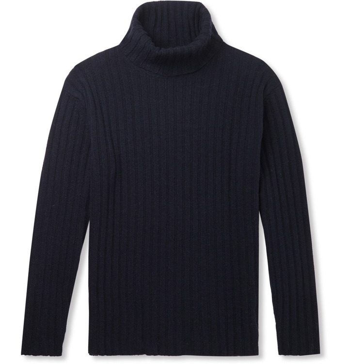 Photo: NN07 - Davies Ribbed Wool-Blend Rollneck Sweater - Blue