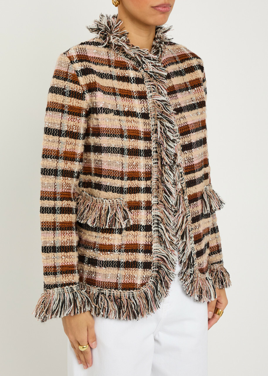 Etro Striped Fringed Woven Jacket Multicoloured 1