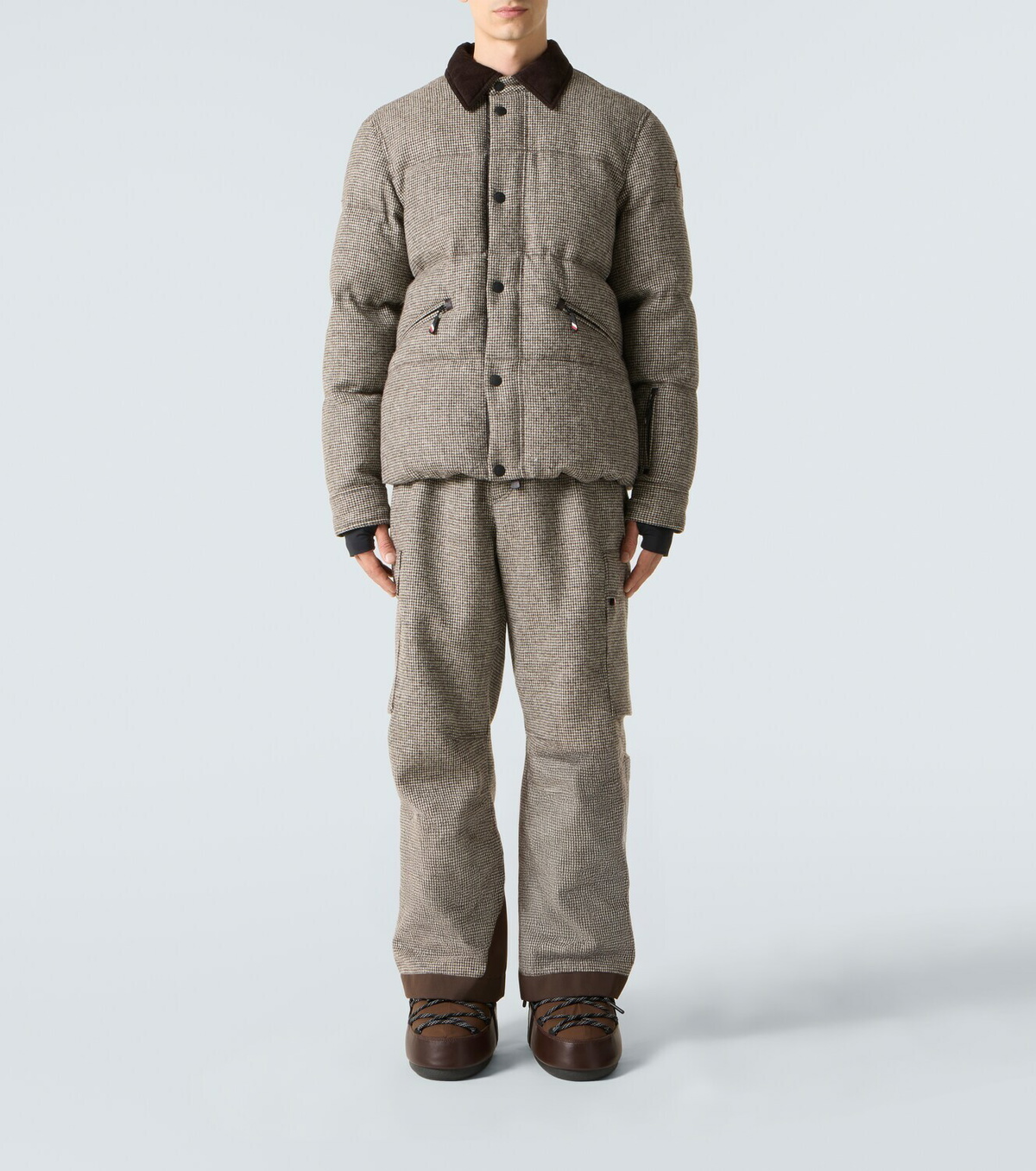 Moncler Grenoble Elgon houndstooth wool down ski jacket