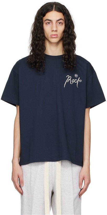 Photo: Recto Navy Embroidered T-Shirt