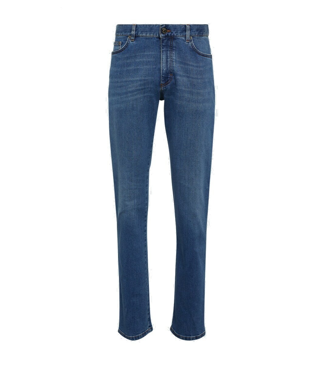 0000~ZZEGNA 17cm stone washed Mid-rise waist slim fit jeans main image 1