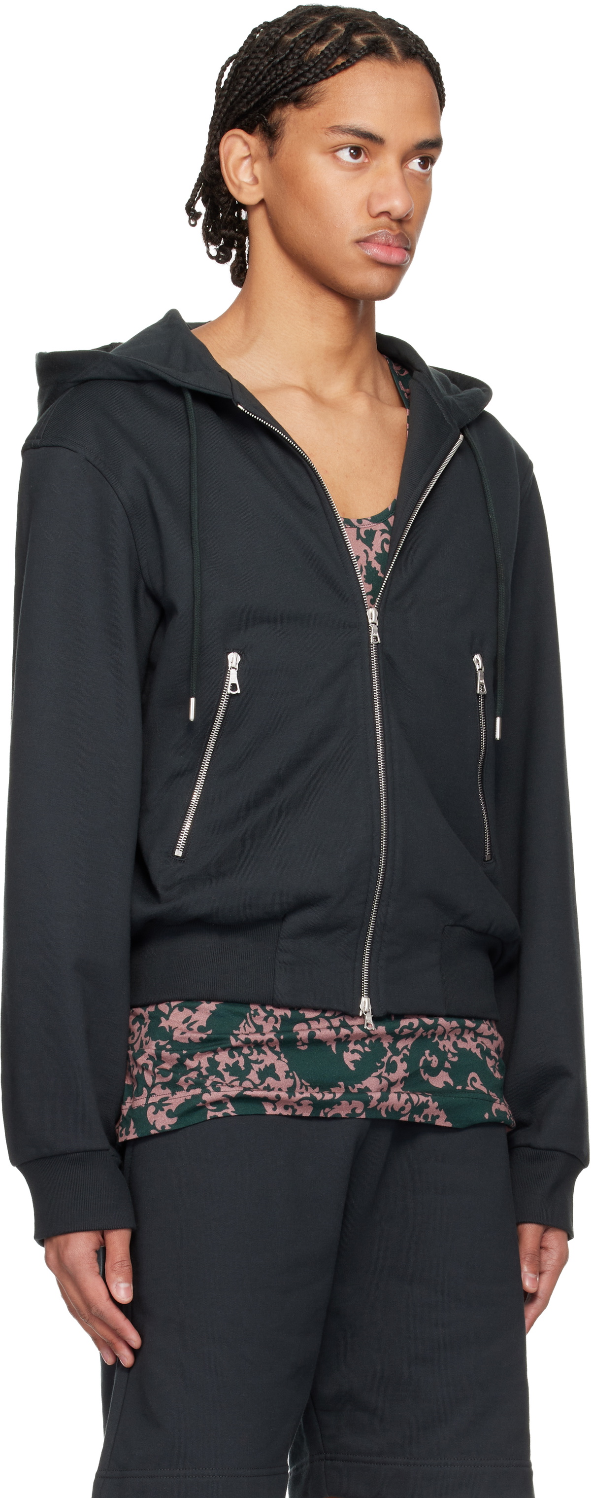 Dries Van Noten Black Loose Zipped Hoodie