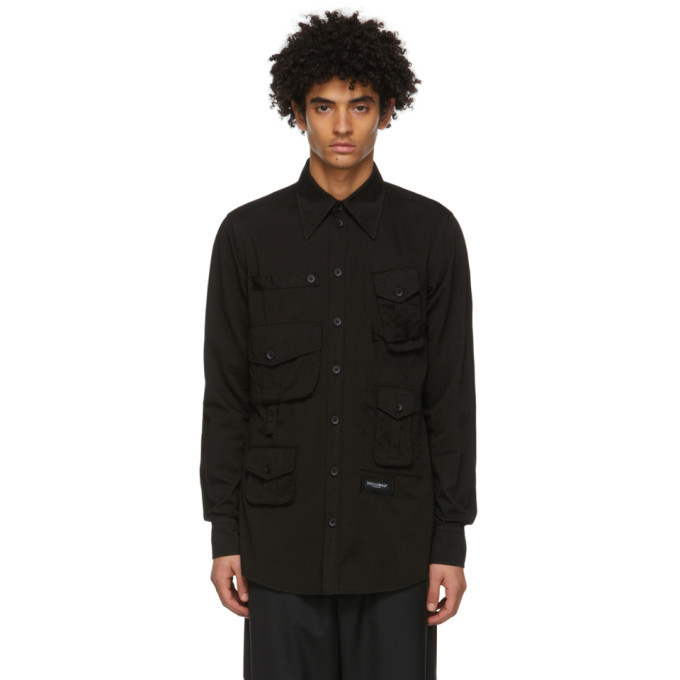 Dolce and Gabbana Black Twill Safari Shirt Dolce & Gabbana