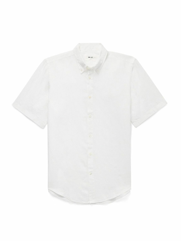 Photo: NN07 - Arne 5706 Button-Down Collar Linen Shirt - White