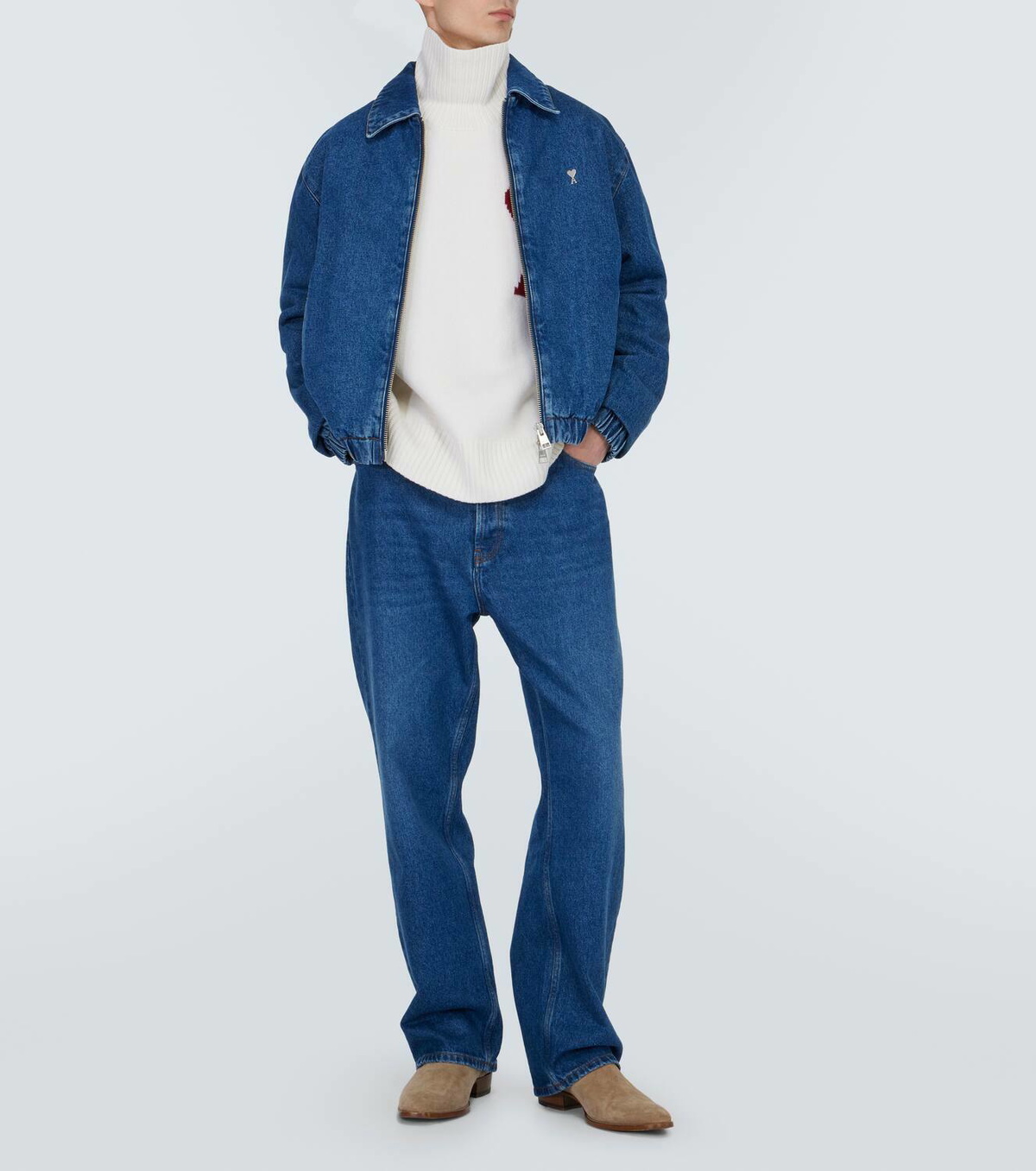 Ami Paris Logo virgin wool turtleneck sweater