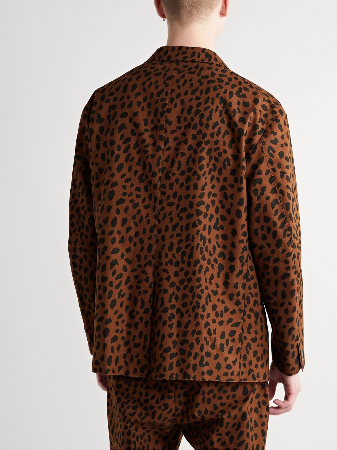 Wacko Maria - Tapered Pleated Leopard-Print Cotton-Twill Suit 