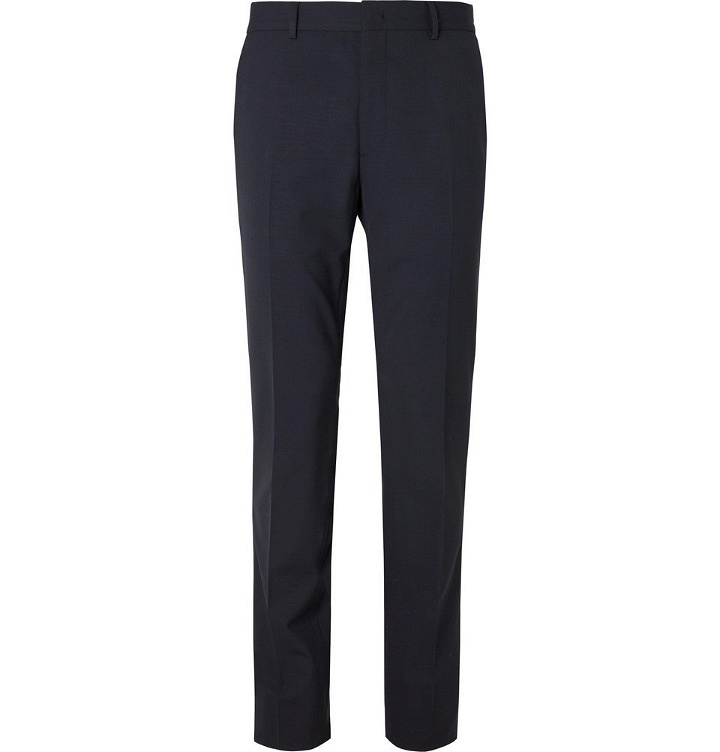 Photo: Fendi - Navy Logo Jacquard-Trimmed Stretch-Virgin Wool Suit Trousers - Navy