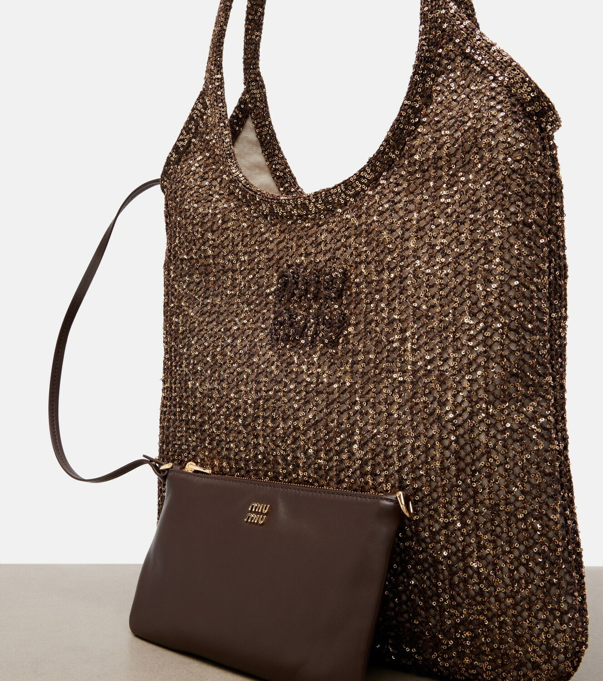 Miu Miu Ivy sequined mesh shopper