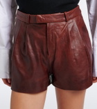 Arma High-rise leather shorts