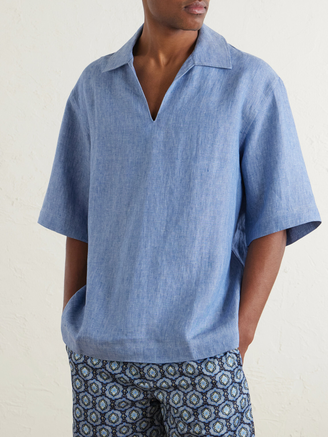 Orlebar Brown - Vincent Linen Shirt - Blue