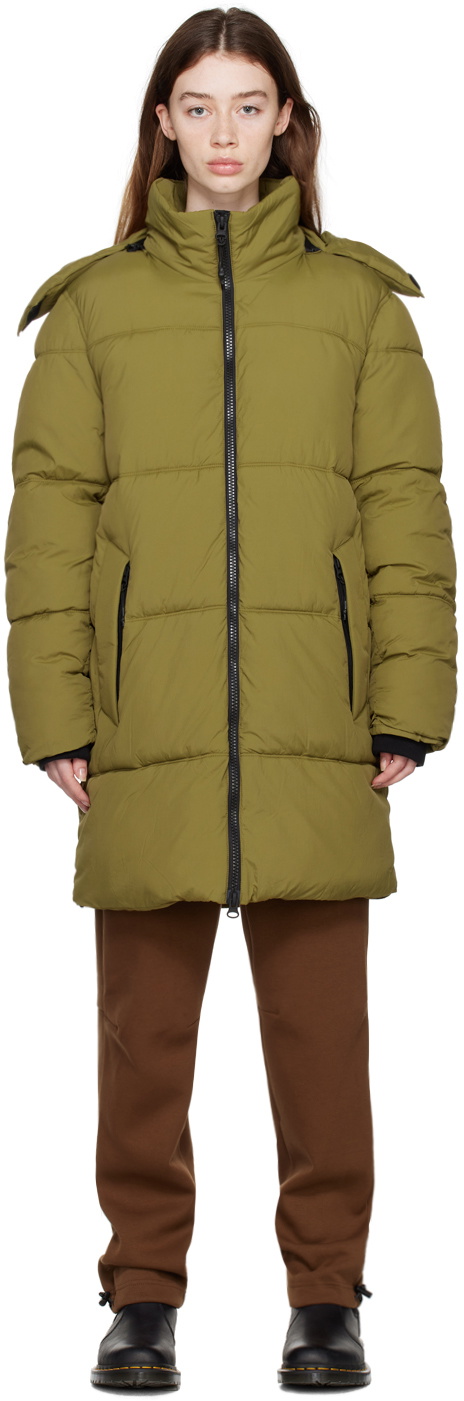 The Very Warm Green Long Hooded Puffer Jacket