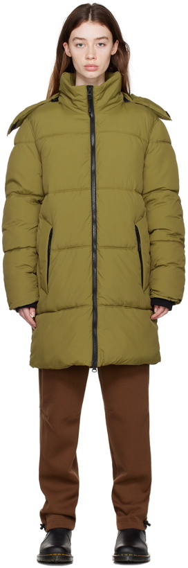 Photo: The Very Warm Green Long Hooded Puffer Jacket