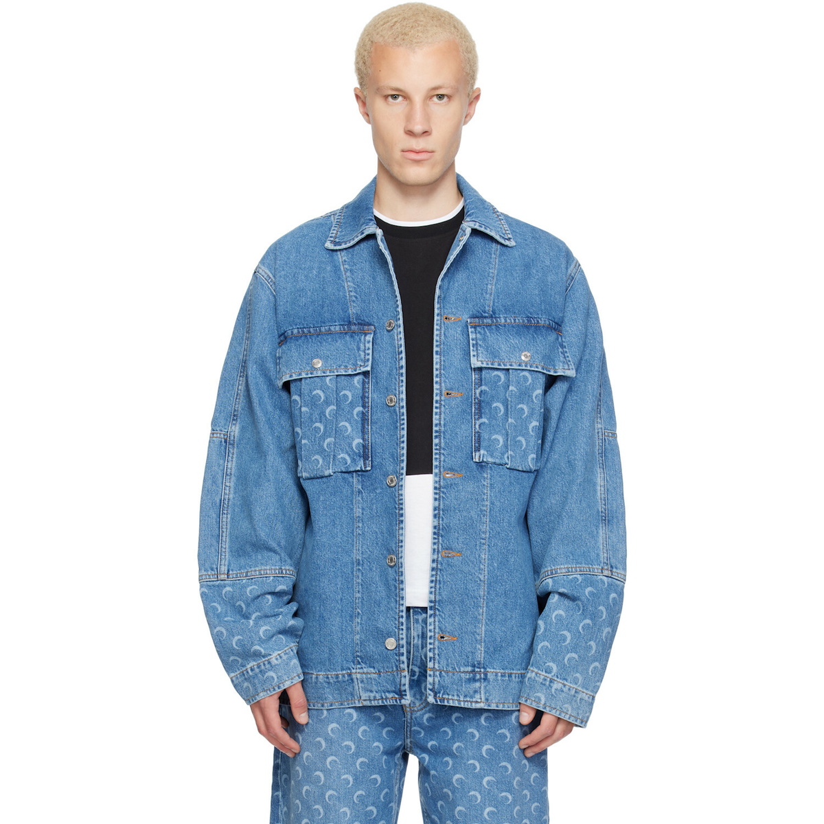 Marine Serre Blue Denim Trucker Jacket