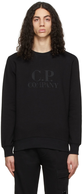 Photo: C.P. Company Black Diagonal Raised Logo Sweatshirt
