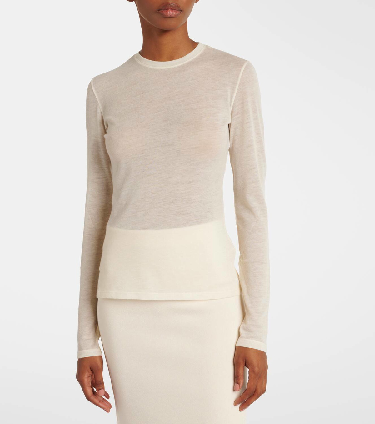 Tシャツ・カットソー [The Row] Iverness Top in Cashmere Iverness Top Brown in Cashmere – The Row