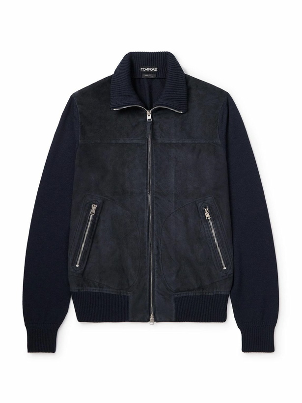 Photo: TOM FORD - Slim-Fit Suede and Merino Wool and Cashmere-Blend Jacket - Blue